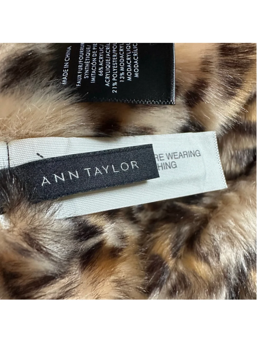 Women's Ann Taylor Leopard Print Faux Fur Infinity Scarf One Size Beige Black